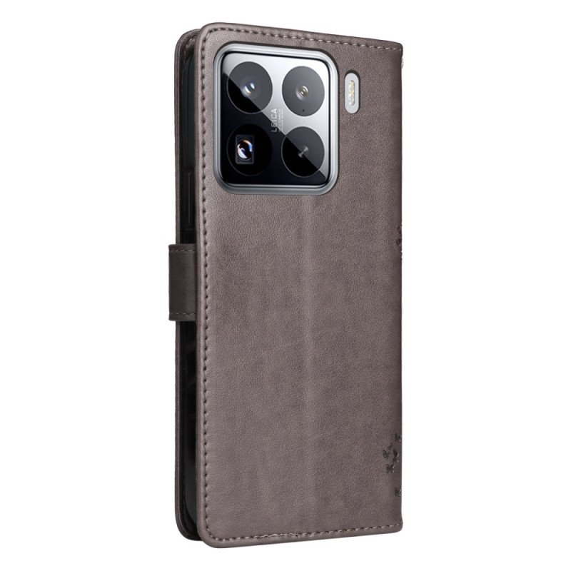 Läderfodral Xiaomi 15 Pro Telefonfodral Katt Och Träd