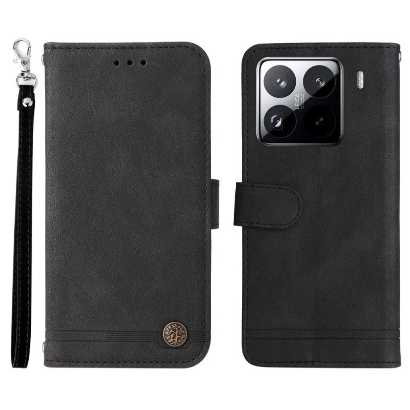 Läderfodral Xiaomi 15 Pro Telefonfodral Nit Och Rem
