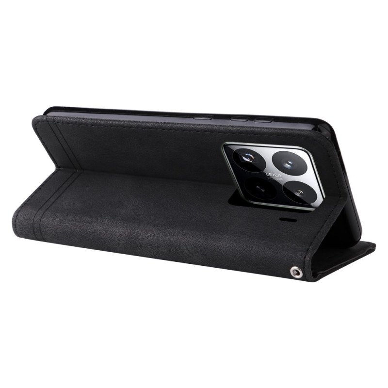 Läderfodral Xiaomi 15 Pro Telefonfodral Nit Och Rem