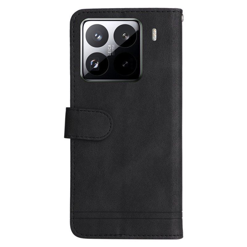 Läderfodral Xiaomi 15 Pro Telefonfodral Nit Och Rem