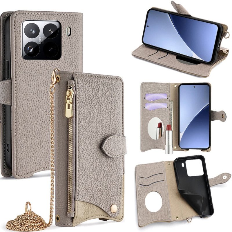 Läderfodral Xiaomi 15 Pro Telefonfodral Plånbok Och Kedja