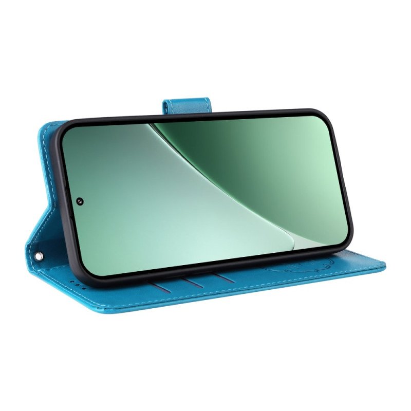 Läderskal Fodral Xiaomi 15 Pro Fjärilar Och Blommor