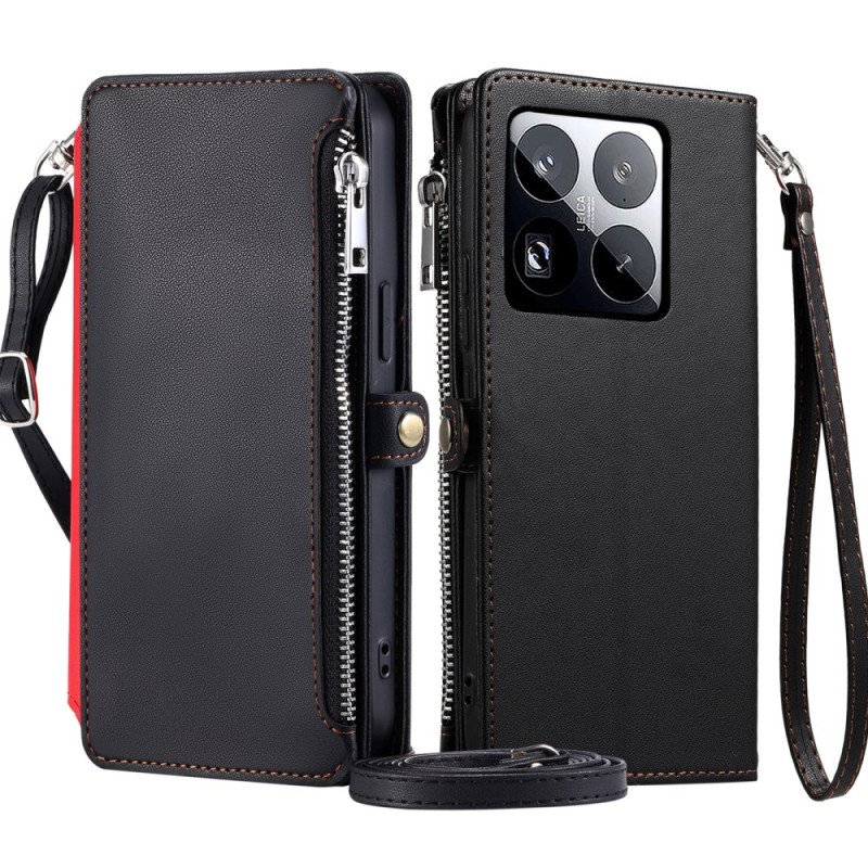 Läderskal Fodral Xiaomi 15 Pro Premiumrem Och Axelrem