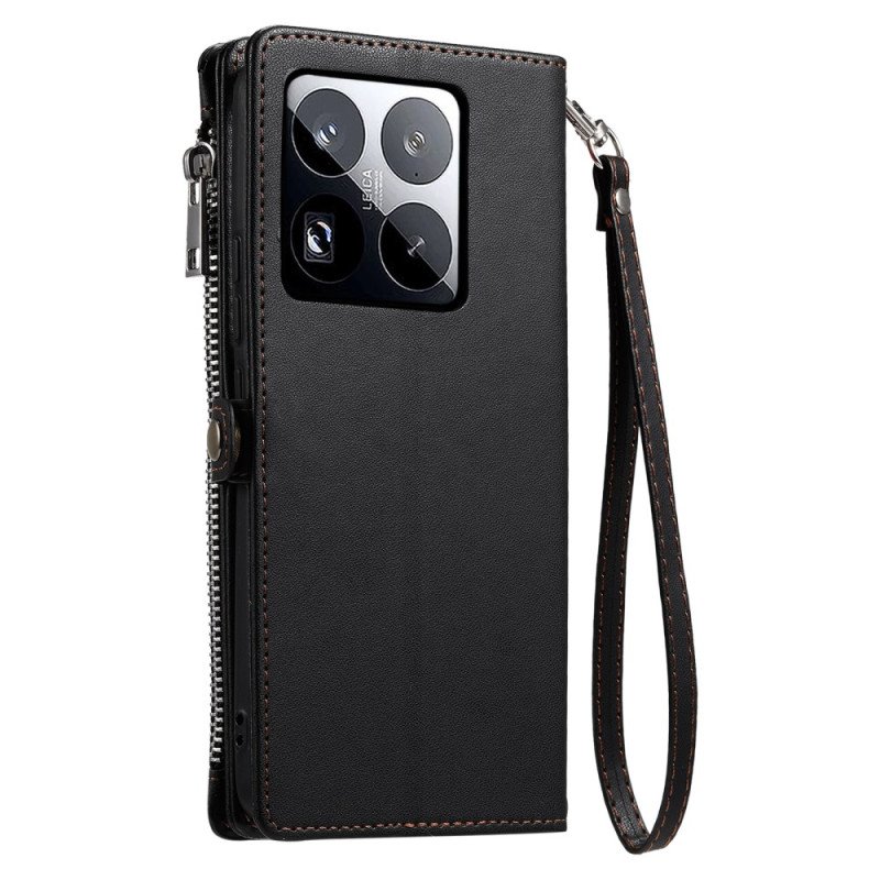 Läderskal Fodral Xiaomi 15 Pro Premiumrem Och Axelrem