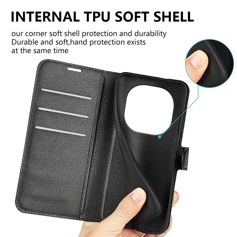 Fodral För Poco X7 5g Klassisk Litchikonstläder