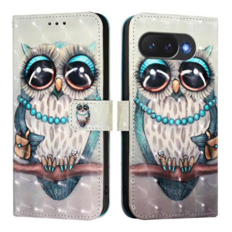 Läderfodral Google Pixel 10a Telefonfodral Grå Uggla