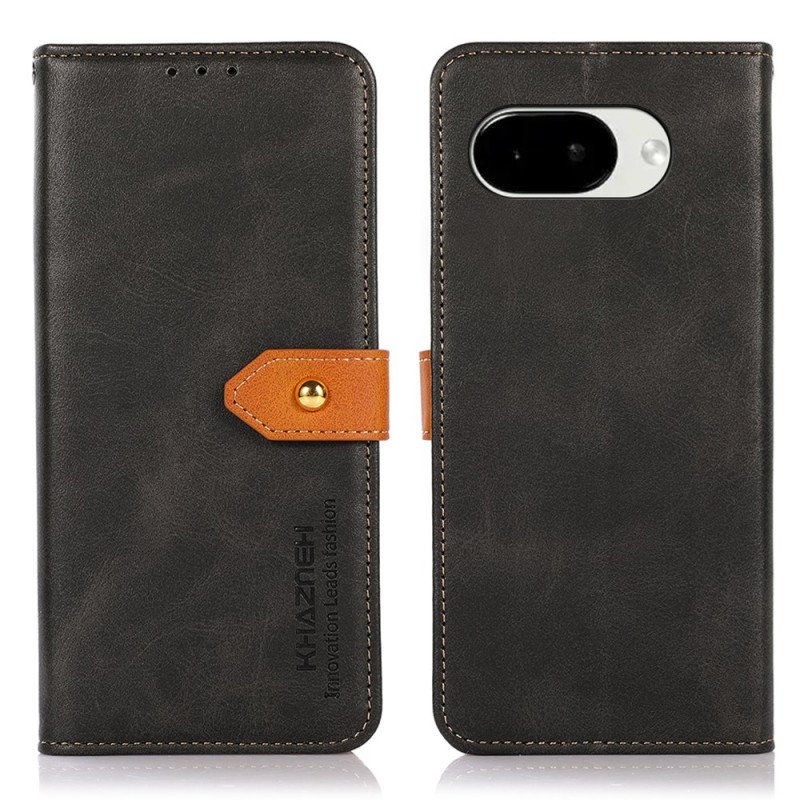 Läderfodral Google Pixel 10a Telefonfodral Guldspänne Khazneh