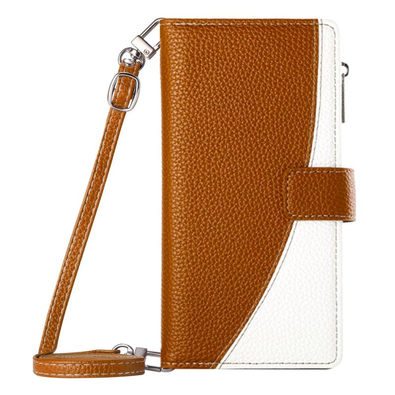 Läderfodral Google Pixel 10a Telefonfodral Tvåfärgad Plånbok Med Remmar