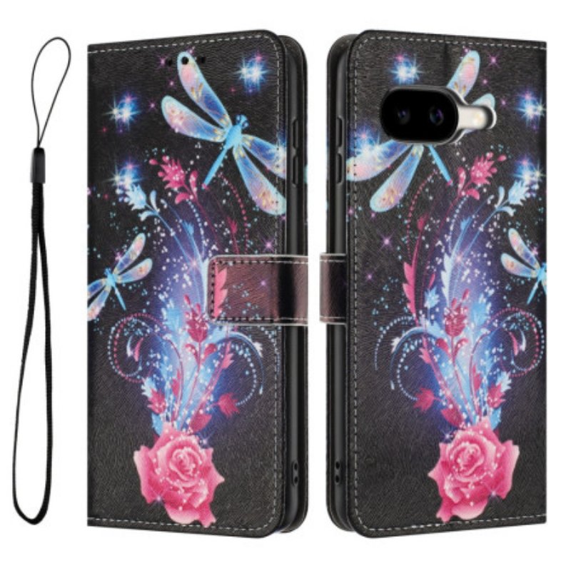 Läderskal Fodral Google Pixel 10a Trollsländemönster