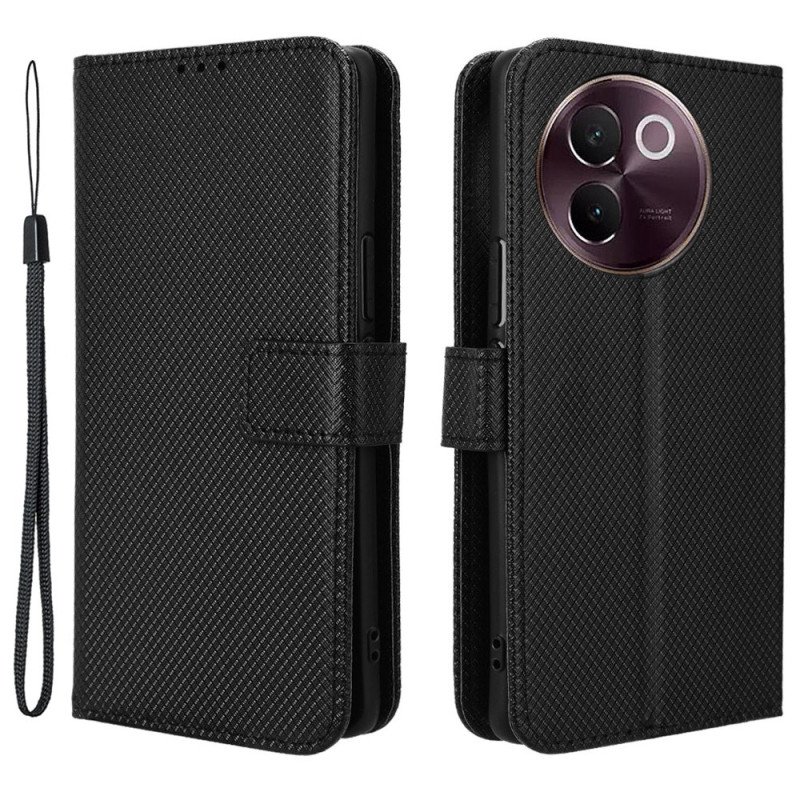 Läderfodral Vivo V40 Lite 5g Telefonfodral Diamantstruktur