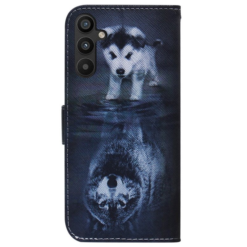 Folio-fodral Samsung Galaxy A34 5G Med Kedjar Strappy Akvarellvarg