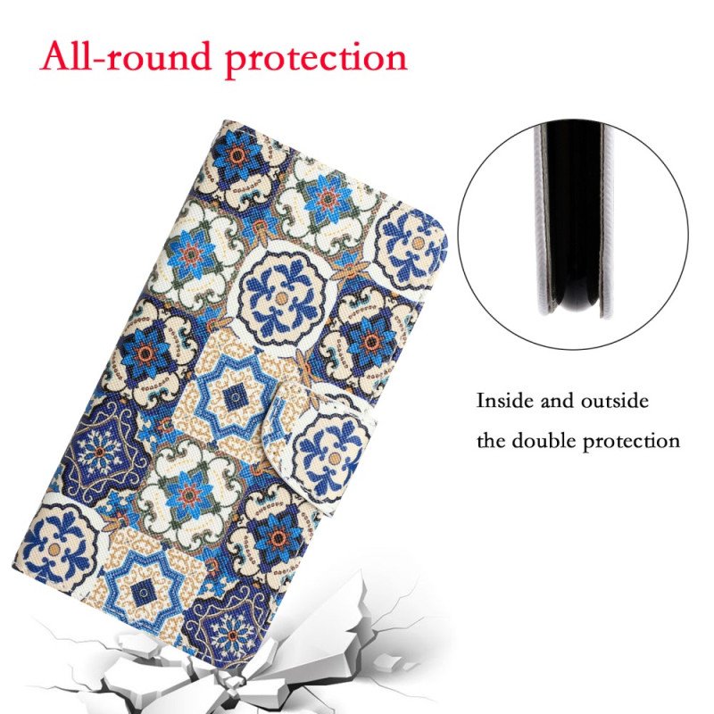 Folio-fodral Samsung Galaxy A34 5G Med Kedjar Strappy Patchwork
