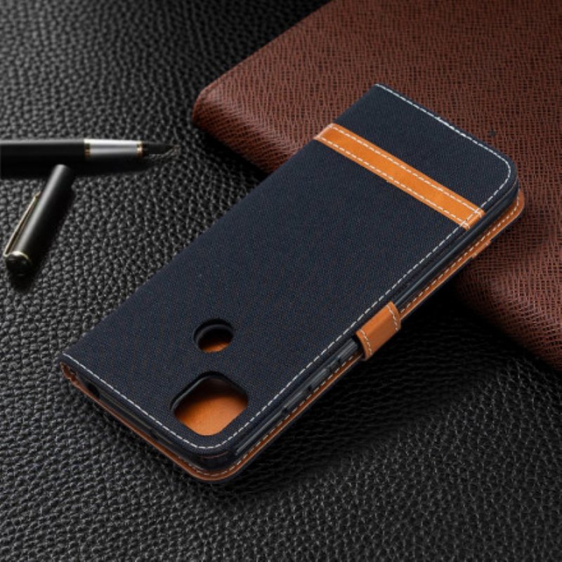 Fodral Xiaomi Redmi 9C Med Kedjar Rem I Tyg Och Lädereffekt