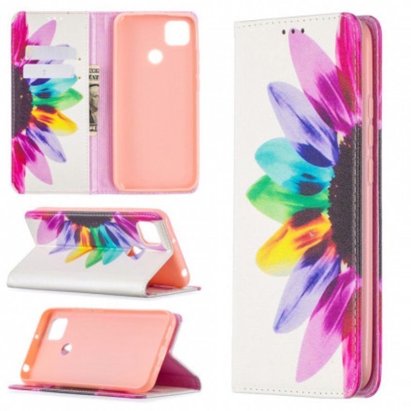 Folio-fodral Xiaomi Redmi 9C Läderfodral Akvarell Blomma