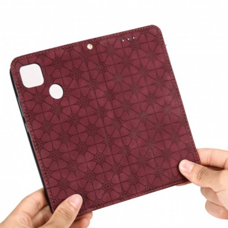 Folio-fodral Xiaomi Redmi 9C Läderfodral Barockblommor