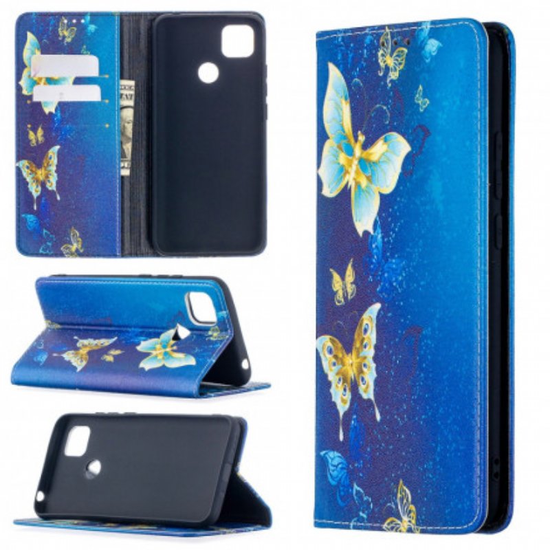 Folio-fodral Xiaomi Redmi 9C Läderfodral Färgglada Fjärilar