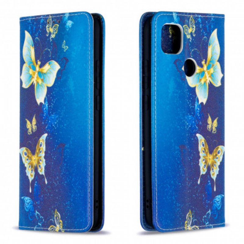 Folio-fodral Xiaomi Redmi 9C Läderfodral Färgglada Fjärilar
