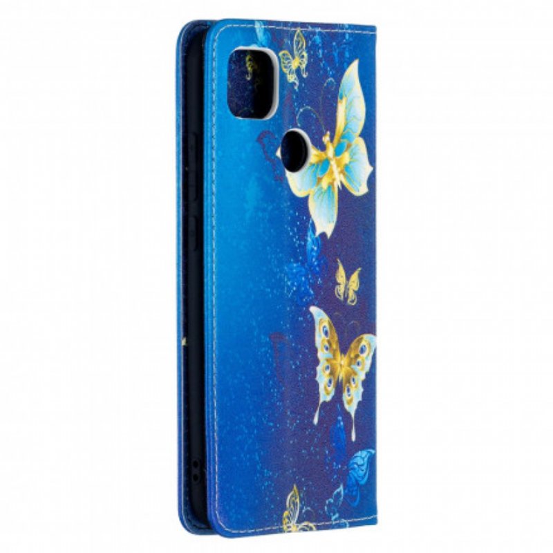 Folio-fodral Xiaomi Redmi 9C Läderfodral Färgglada Fjärilar