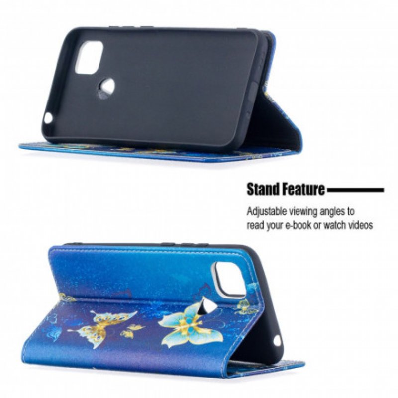 Folio-fodral Xiaomi Redmi 9C Läderfodral Färgglada Fjärilar