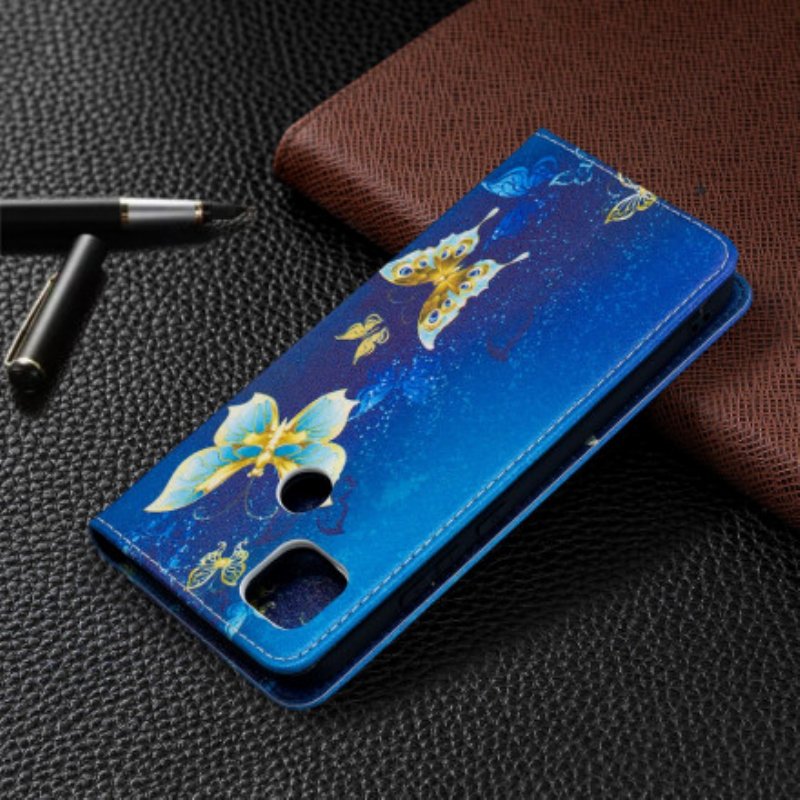 Folio-fodral Xiaomi Redmi 9C Läderfodral Färgglada Fjärilar