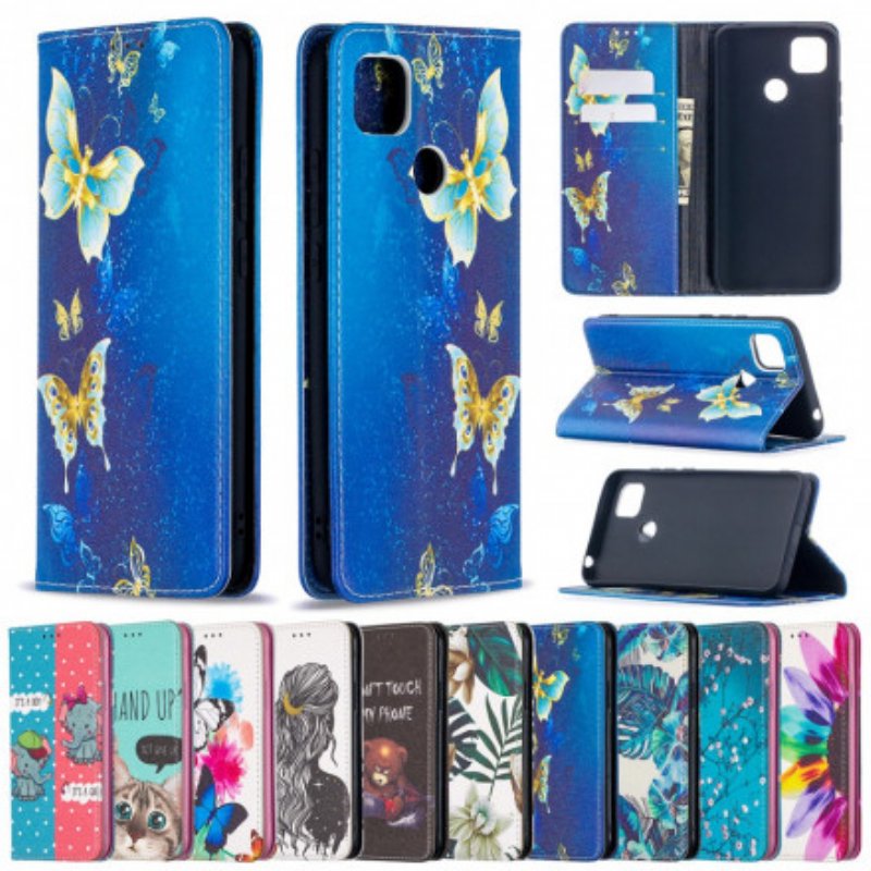 Folio-fodral Xiaomi Redmi 9C Läderfodral Färgglada Fjärilar