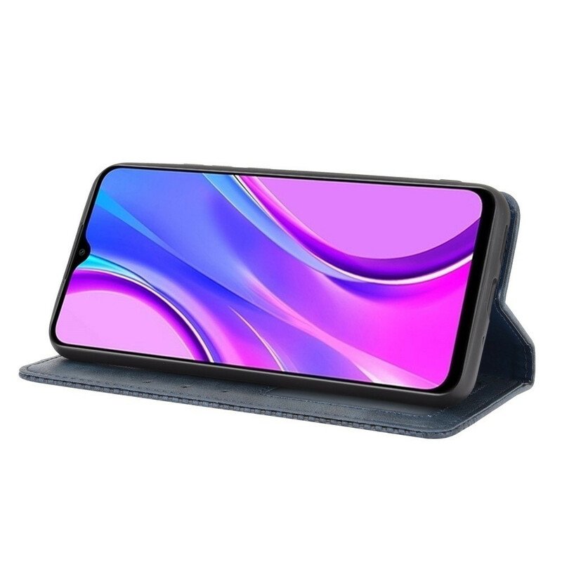 Folio-fodral Xiaomi Redmi 9C Läderfodral Stiliserad Vintage Lädereffekt