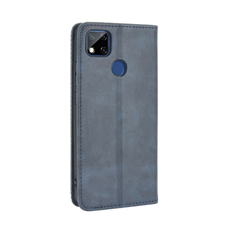Folio-fodral Xiaomi Redmi 9C Läderfodral Stiliserad Vintage Lädereffekt