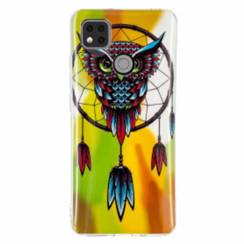 Mobilskal Xiaomi Redmi 9C Fluorescerande Owl Dream Catcher