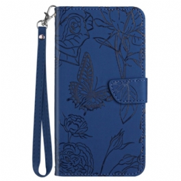 Fodral Realme 12 Pro / 12 Pro Plus Fjärilstryck Med Rem