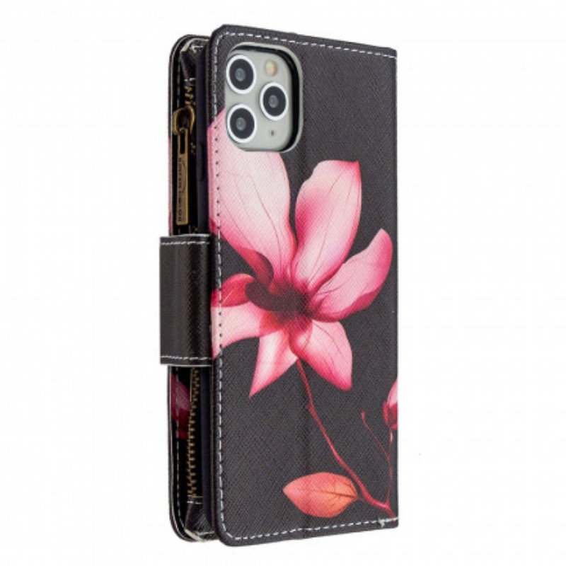 Fodral iPhone 11 Pro Max Blomma Blixtlåsficka