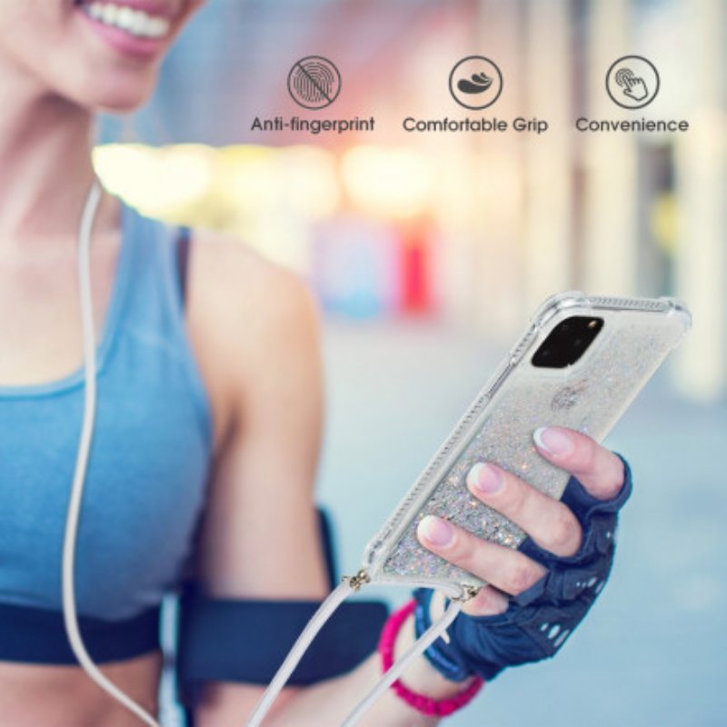 Mobilskal iPhone 11 Pro Max Paljetter Och Dragsko