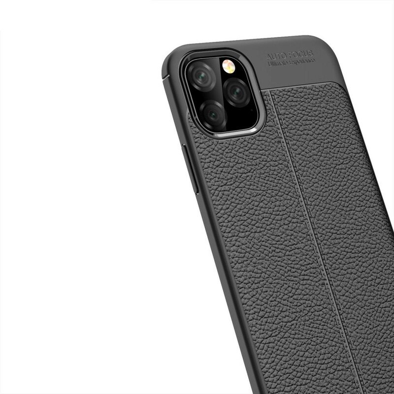 Skal iPhone 11 Pro Max Dubbel Linje Litchi Läder Effekt