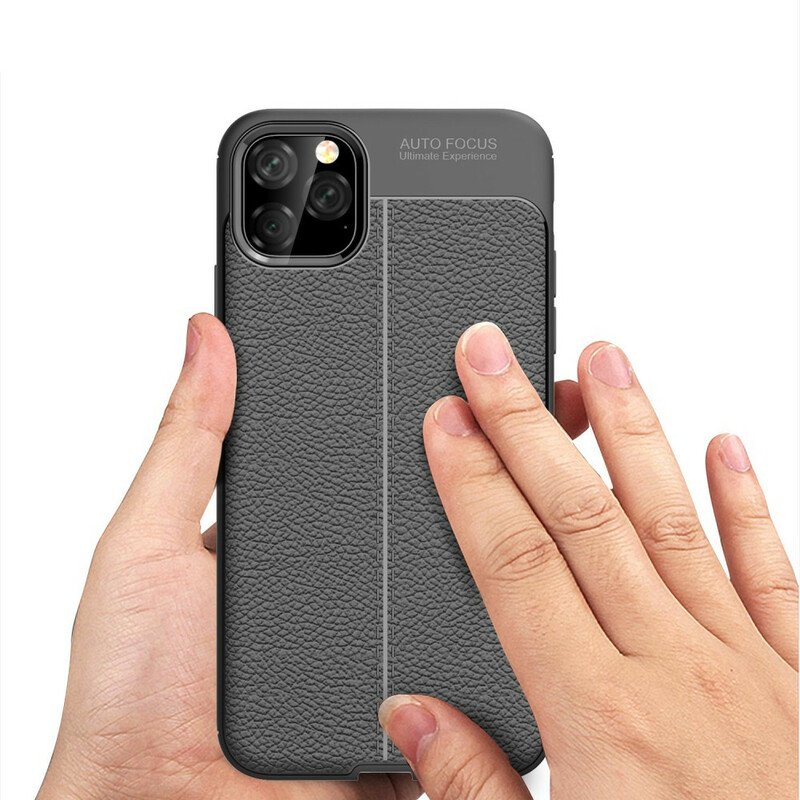 Skal iPhone 11 Pro Max Dubbel Linje Litchi Läder Effekt