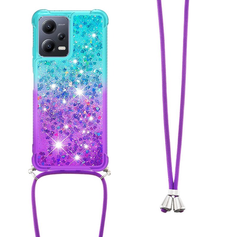 Skal Xiaomi Redmi Note 12 5G Med Snodd Glitter Silikonsladd