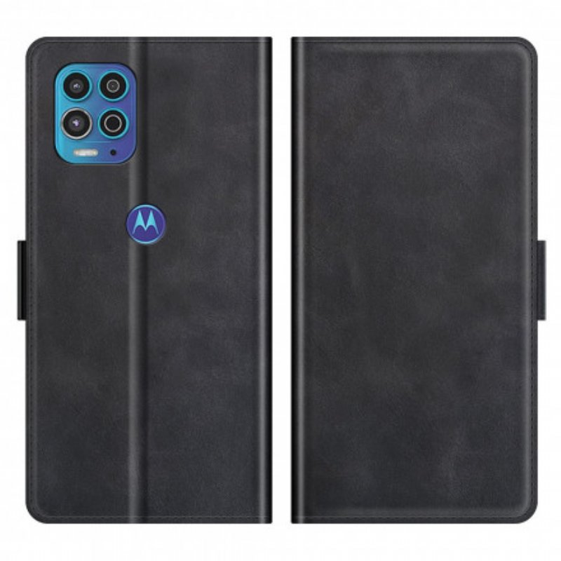 Folio-fodral Moto G100 Läderfodral Dubbel Klaff