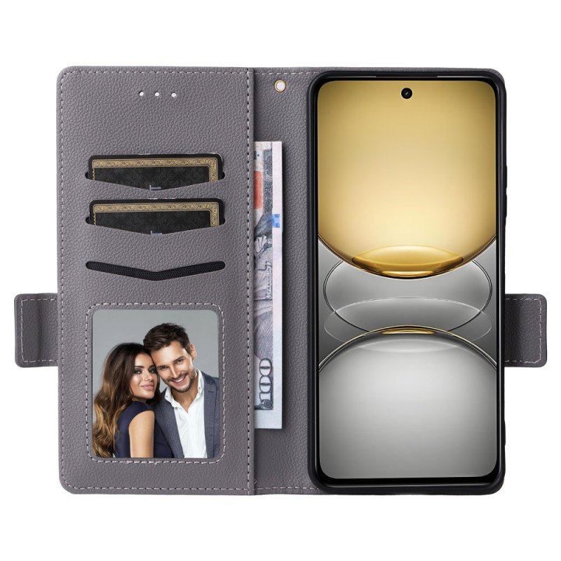 Läderskal Fodral Realme 14x 5g Litchi-konstläder Med Rem