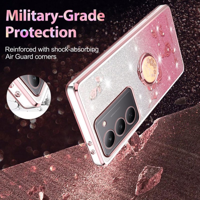 Skal Realme 14x 5g Kadem Ringhållare Med Blommor Och Strass