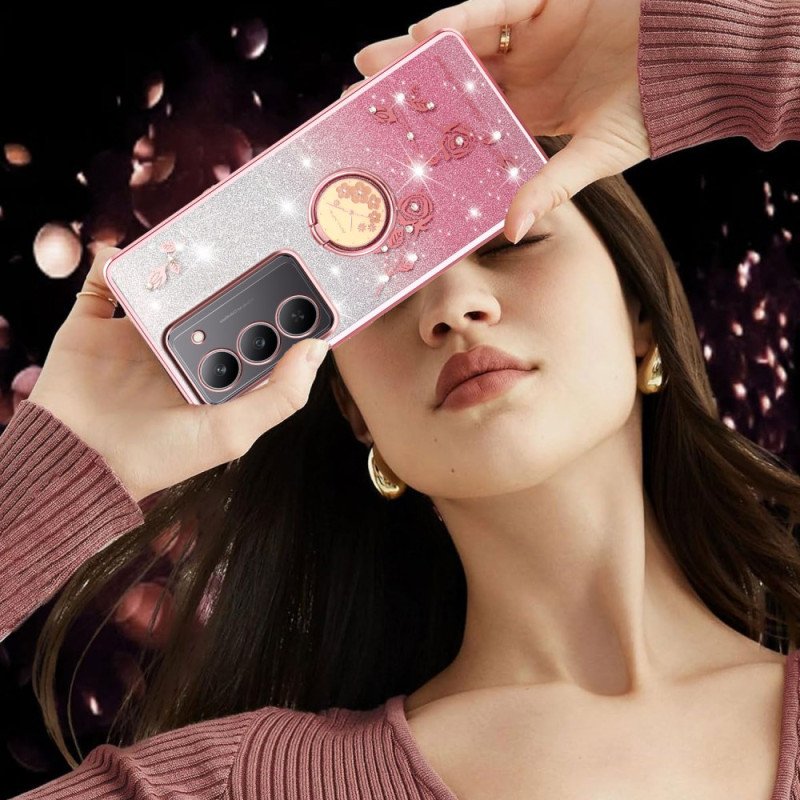 Skal Realme 14x 5g Kadem Ringhållare Med Blommor Och Strass