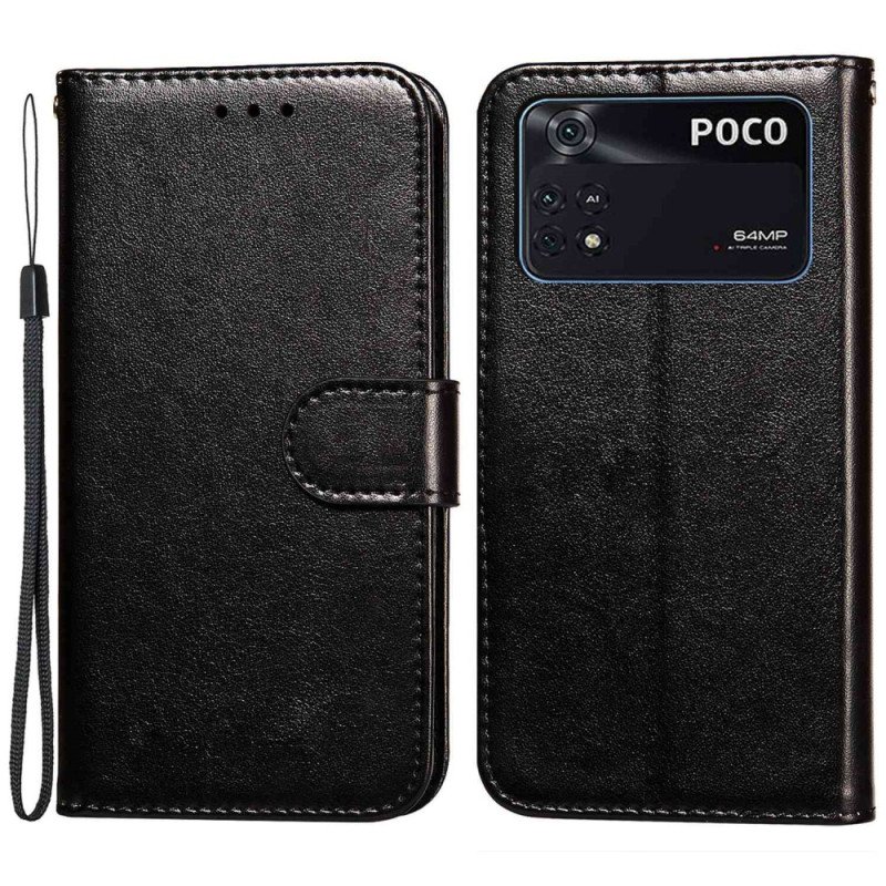 Fodral Poco X4 Pro 5G Med Kedjar Läderimitation Med Rem