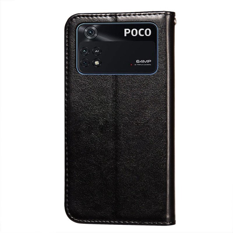 Fodral Poco X4 Pro 5G Med Kedjar Läderimitation Med Rem
