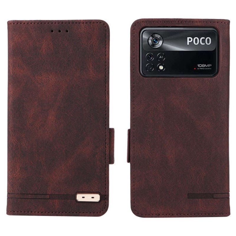 Folio-fodral Poco X4 Pro 5G Läderfodral Snygg Lädereffekt
