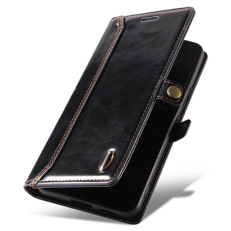 Folio-fodral Poco X4 Pro 5G Vaxad Lädereffekt Gq.utrobe