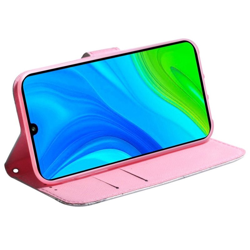 Läderfodral Poco X4 Pro 5G Med Kedjar Lilla Panda Med Rem