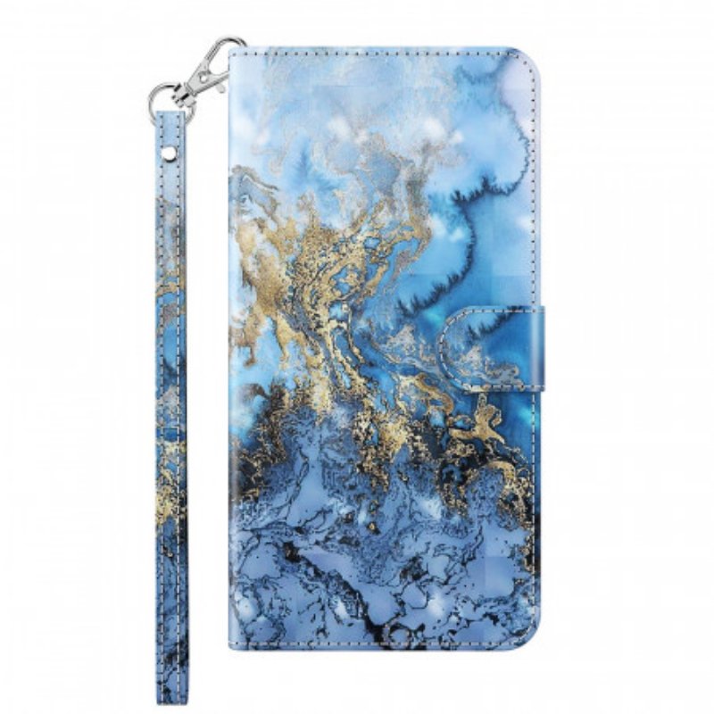 Folio-fodral Google Pixel 6 Light Spot Marble Design Med Lanyard