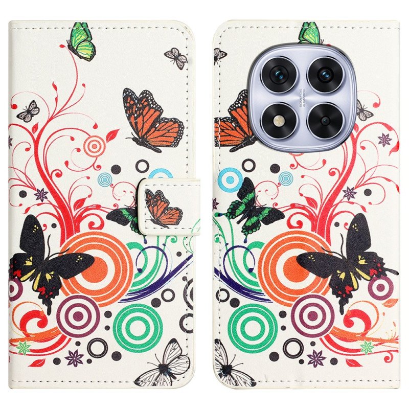 Fodral Xiaomi Redmi Note 14 Pro Plus 5g Fjärilar På Vit Bakgrund