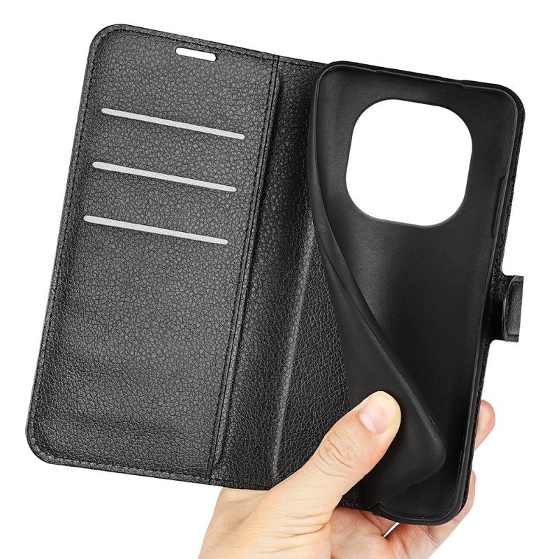 Fodral Xiaomi Redmi Note 14 Pro Plus 5g Klassisk Litchikonstläder