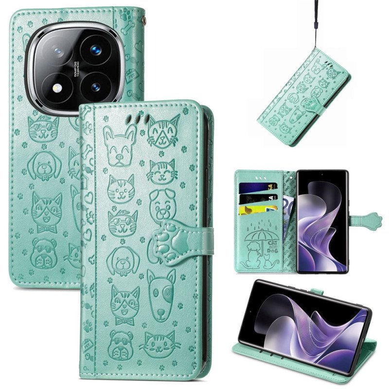 Läderfodral Xiaomi Redmi Note 14 Pro Plus 5g Telefonfodral Animerade Djur