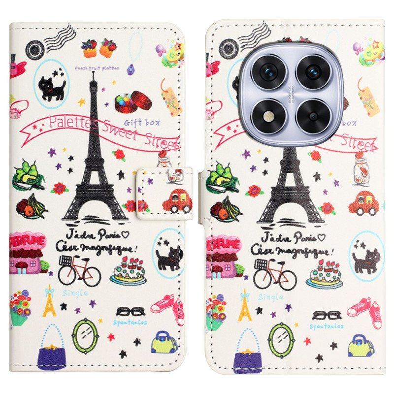 Läderfodral Xiaomi Redmi Note 14 Pro Plus 5g Telefonfodral Eiffeltornet