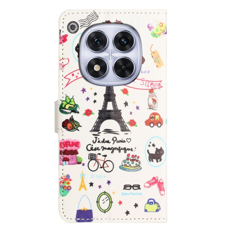 Läderfodral Xiaomi Redmi Note 14 Pro Plus 5g Telefonfodral Eiffeltornet