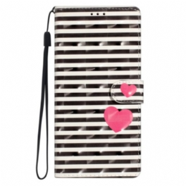 Läderfodral Xiaomi Redmi Note 14 Pro Plus 5g Telefonfodral Ränder Och Hjärta 3d